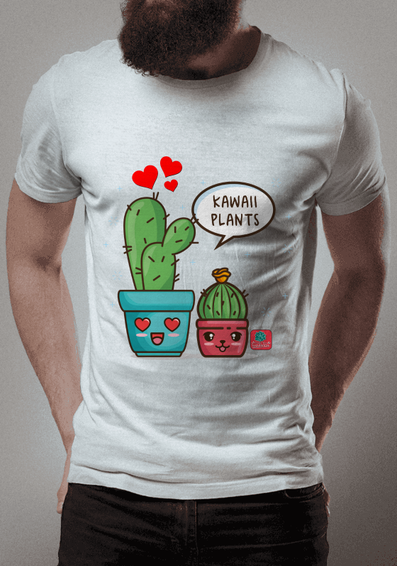 Nome do produto  Camiseta Suculentas Kawaii Plants! Cactos no Pote
