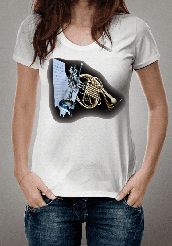 Nome do produto  Camiseta Trumpet & Horn Branca Feminina