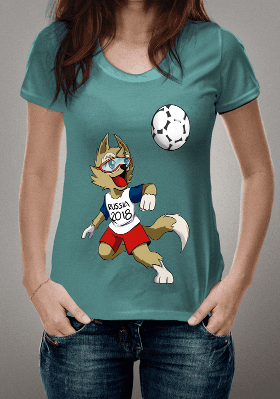 Camiseta Verde Estampa Digital Mascote Zabivaka da Copa Rússia 2018