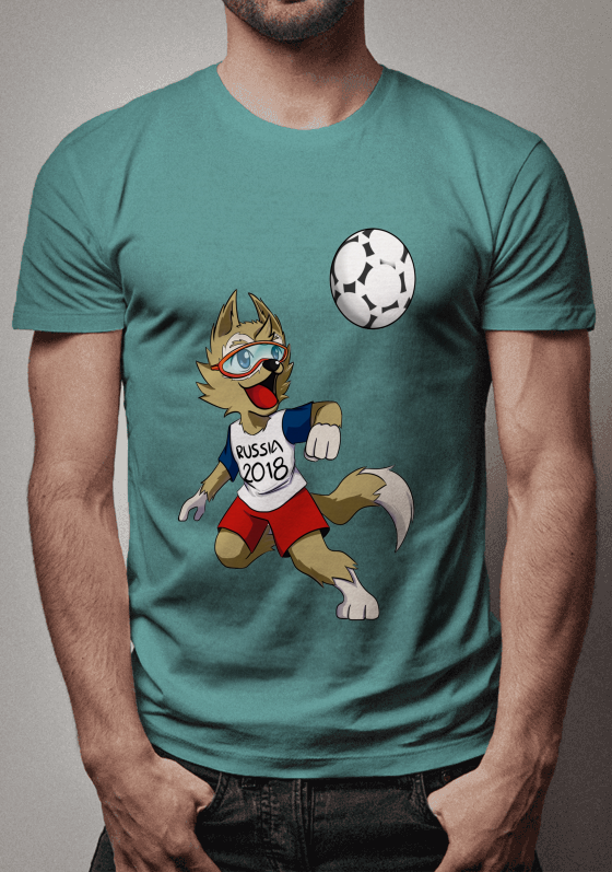 Camiseta Verde Estampa Digital Mascote Zabivaka da Copa Rússia 2018