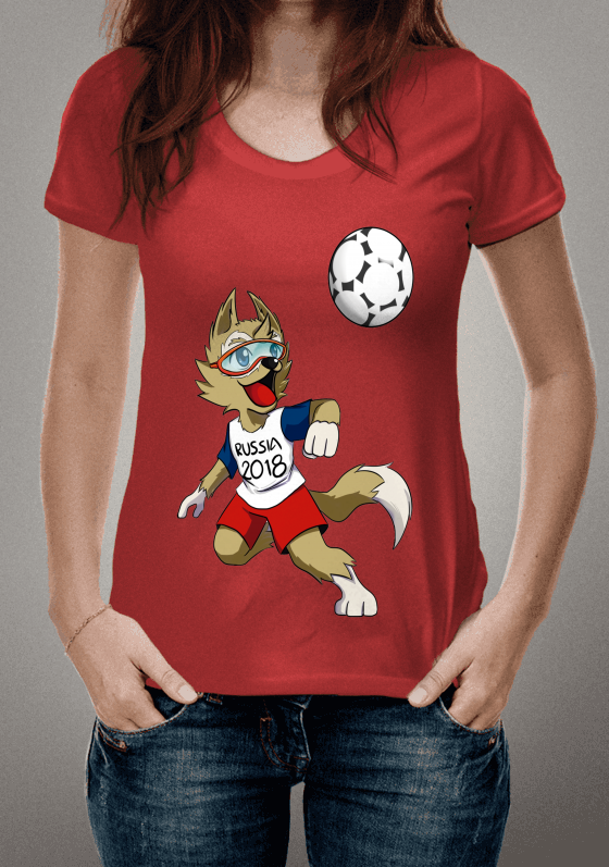 Camiseta Vermelha Mascote Zabivaka Copa Rússia 2018