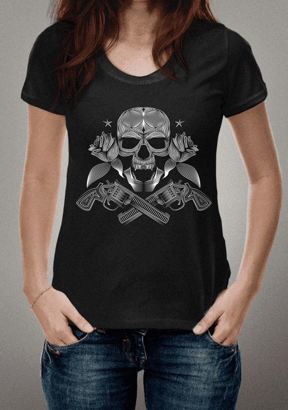 Nome do produto  Caveira, armas e rosas