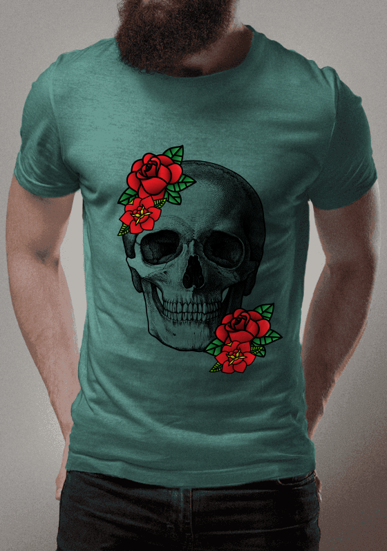Caveira e flor