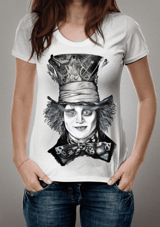 Chapeleiro Maluco/Johnny Depp/Desenho a mão por Aline Mariê Gobbi