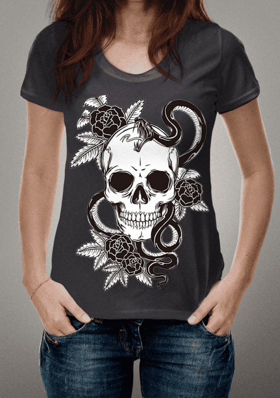 Cobra Caveira e rosas