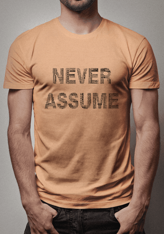 Nome do produto  com frase never assume