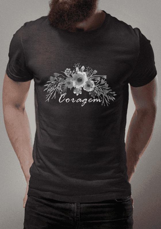 Nome do produto  Coragem flores preto e branco cinza