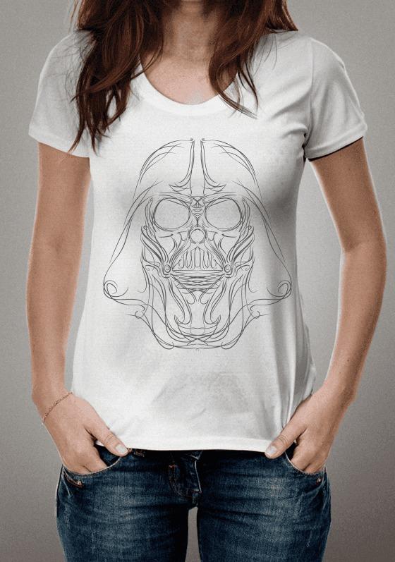 Darth Vader Pinstriping - Camisa Branca