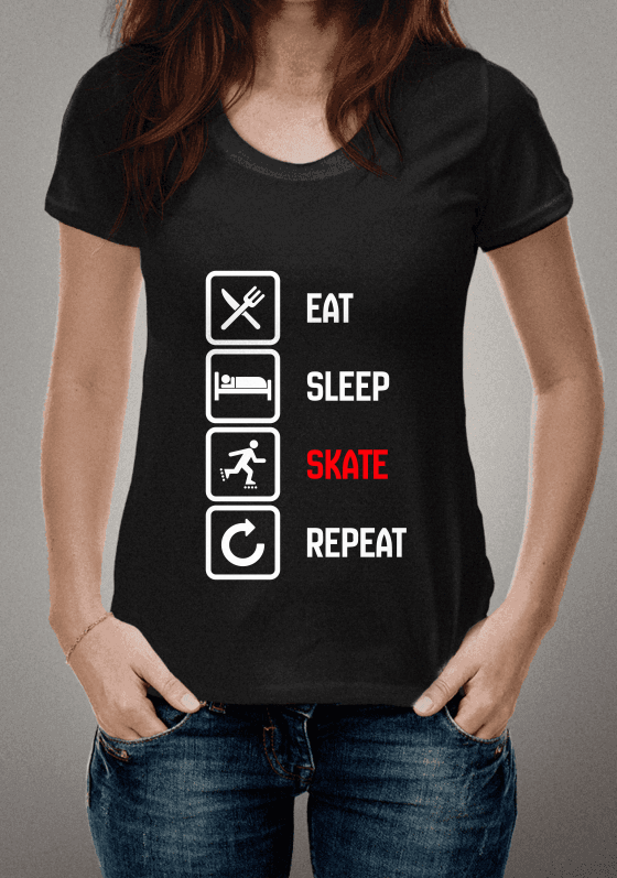 Nome do produto  Eat Sleep Skate Repeat - Estampa Branca