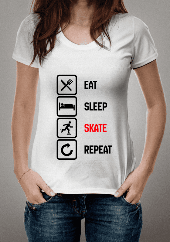 Nome do produto  Eat, Sleep, Skate, Repeat - Estampa Preta