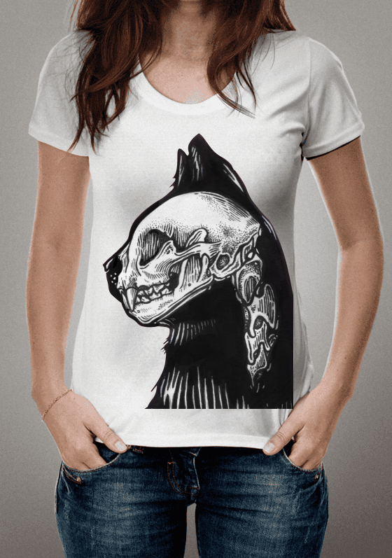 Nome do produto  Estampa esqueleto de gato