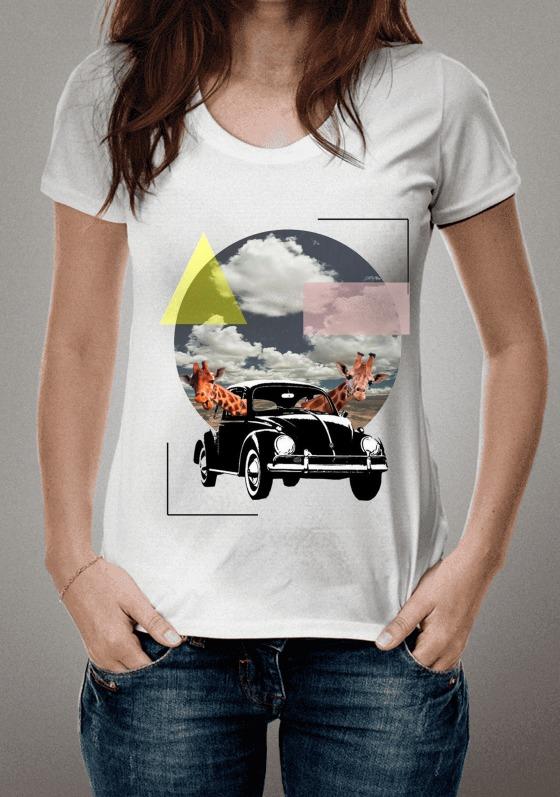 Fusca girafas motoristas nuvem