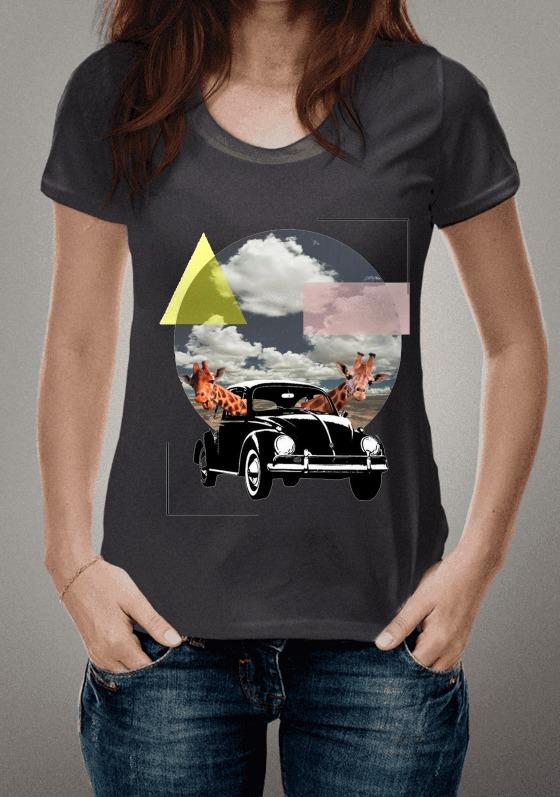 Fusca girafas motoristas nuvem