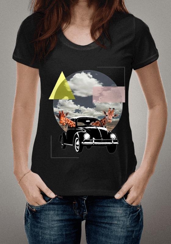 Fusca girafas motoristas nuvem