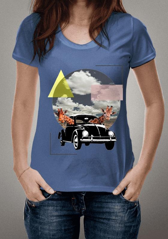 Fusca girafas motoristas nuvem