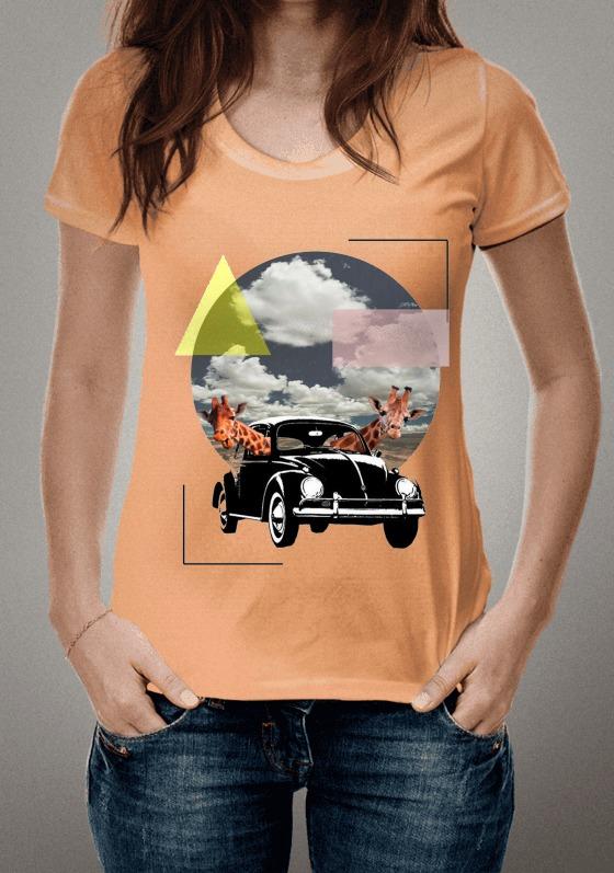 Fusca girafas motoristas nuvem