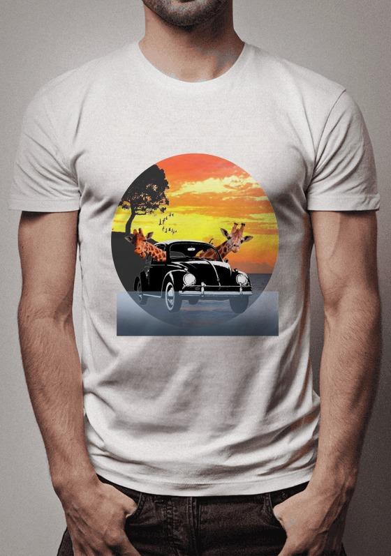 Nome do produto  Fusca girafas motoristas paisagem