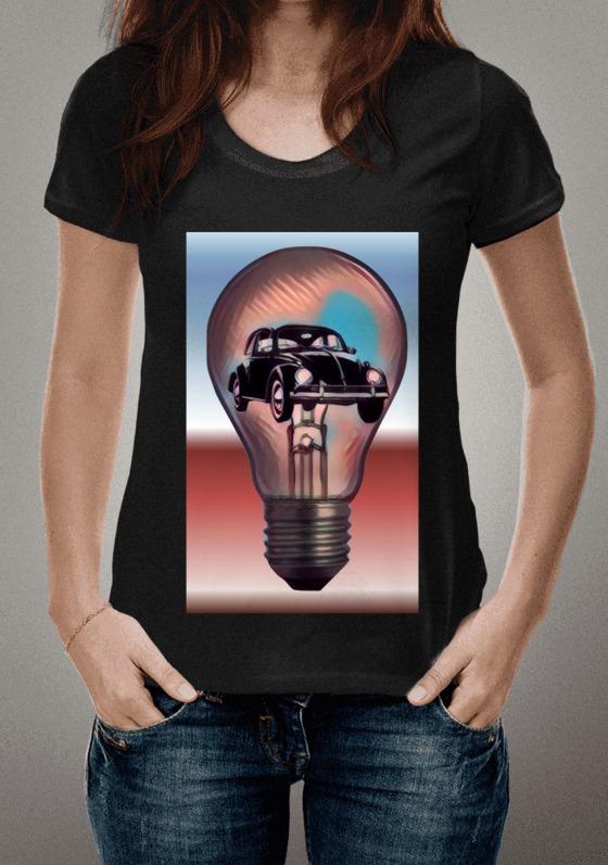 Fusca preto e lâmpada - Methaphisics  - vertical - preta