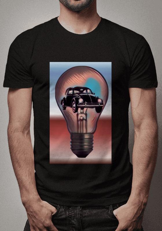 Nome do produto  Fusca preto e lâmpada - Methaphisics  - vertical - preta