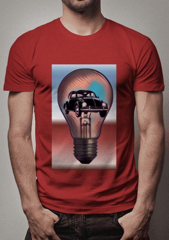 Nome do produto  Fusca preto e lâmpada - Methaphisics  - vertical - vermelha