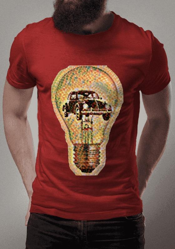 Nome do produto  Fusca preto e lâmpada - Methaphisics_burned