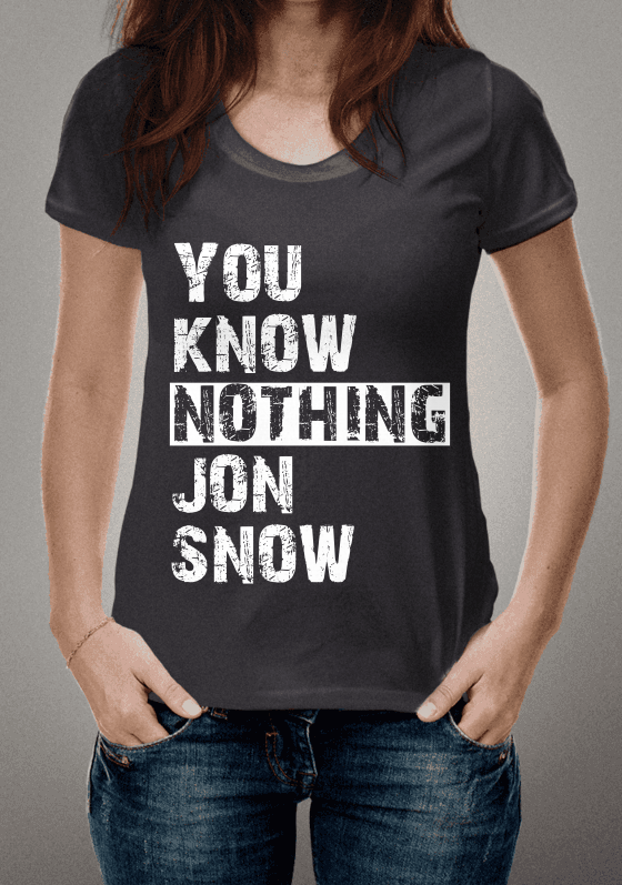 Nome do produto  Know Nothing JON GAME OF THRONES
