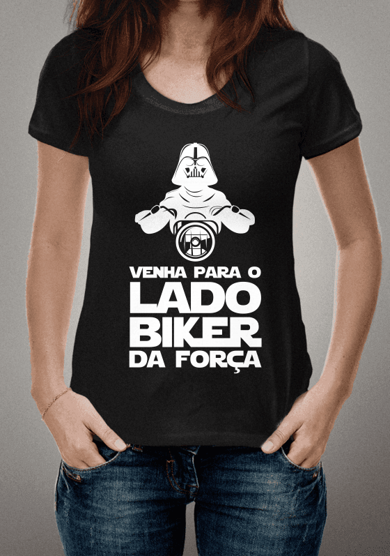 Nome do produto  Lado biker da força - Darth Vader - Estampa Branca