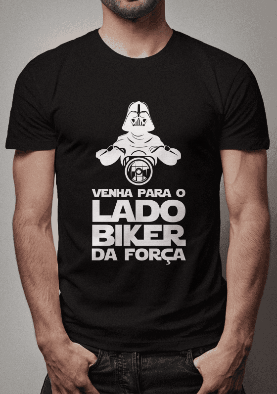 Nome do produto  Lado biker da força - Darth Vader - Estampa Branca