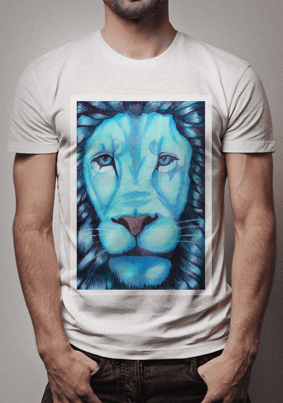 Nome do produto  leão com realismo azul