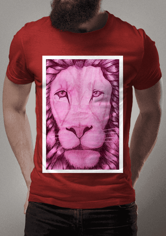 Nome do produto  leão cor  de rosa  realismo 