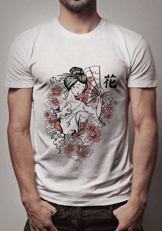 Nome do produto  Linda estampa desenho Gueixa florais e contornos finos e delicados