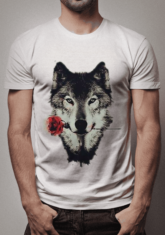 Nome do produto  Lobo com uma Rosa na boca
