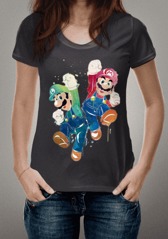 mario e luigi aquarela