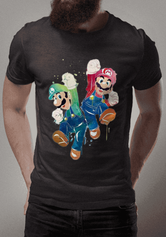 mario e luigi aquarela