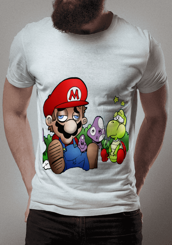 Mario e Yoshi fumando