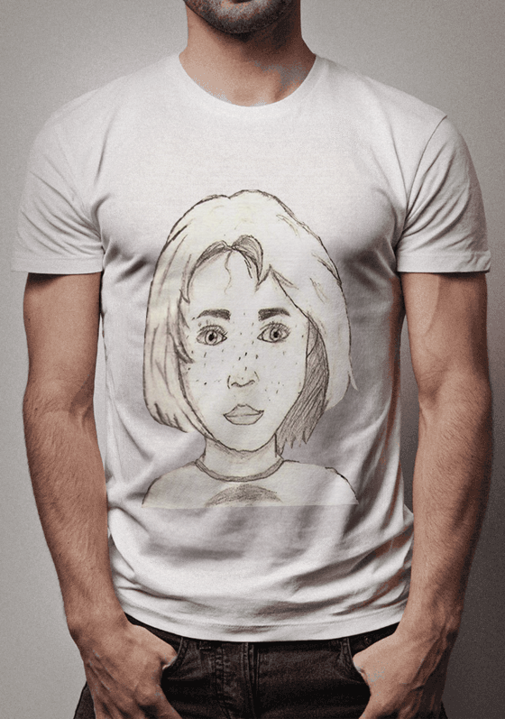 Nome do produto  Menina ruiva em camisa