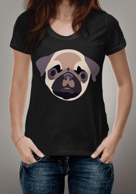 Nome do produto  NiceMix Marca Novos 2017 Mulheres e Homens Verão T-shirt Carta de Impressão PUG Camiseta de Algodão Branco Encabeça DOG amiseta