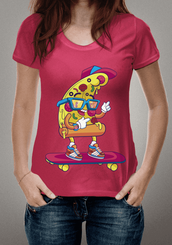 Pizza skateboarder