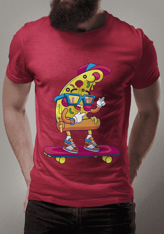 Pizza skateboarder