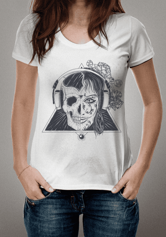 skull and woman 