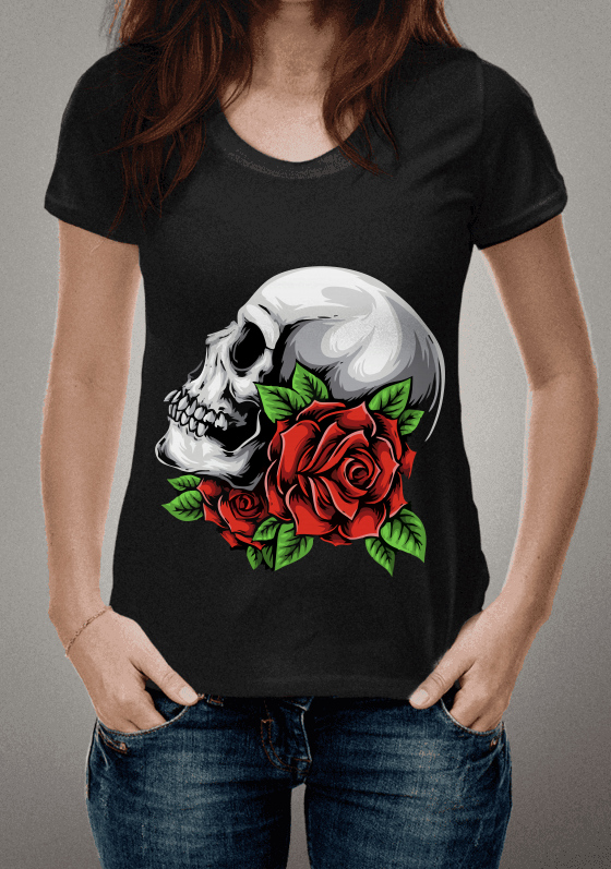 Nome do produto  SKULL WITH FLOWERS Masculina/Feminina