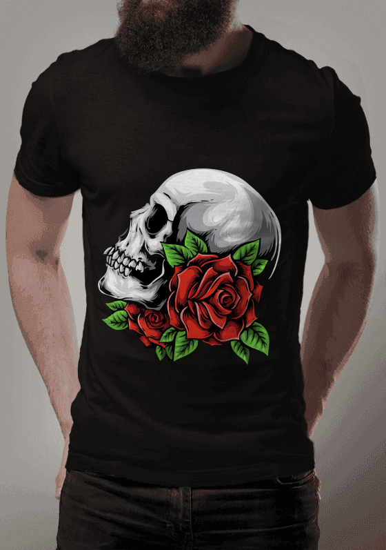 Nome do produto  SKULL WITH FLOWERS Masculina/Feminina