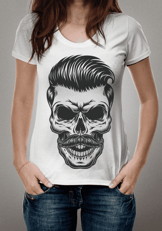 Skull with stylish mustache