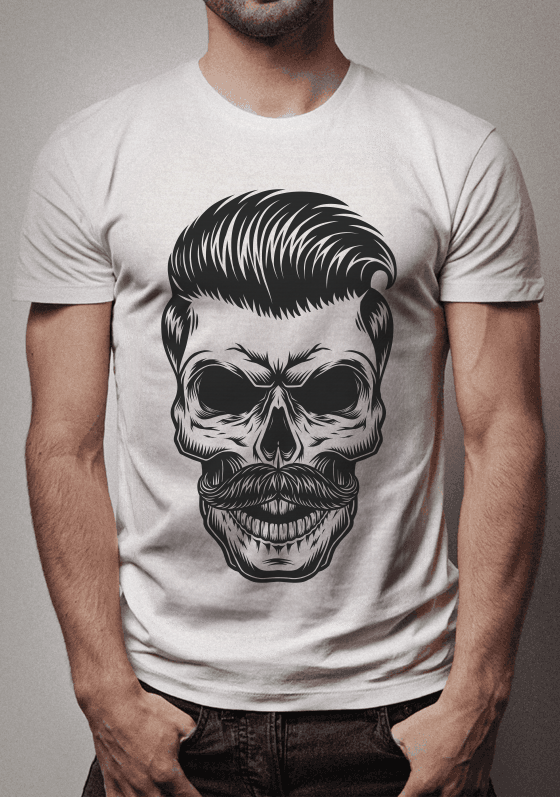 Skull with stylish mustache