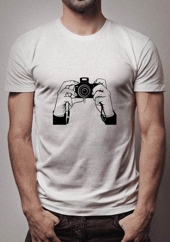 Nome do produto  T-Photo - Estampa mão câmera