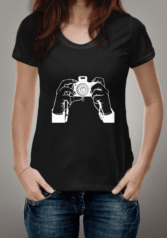 Nome do produto  T-Photo - Estampa mão câmera