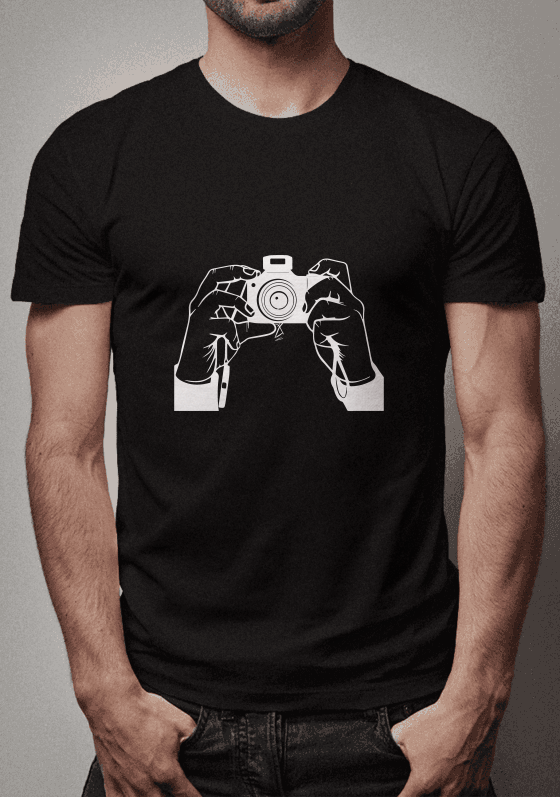 Nome do produto  T-Photo - Estampa mão câmera