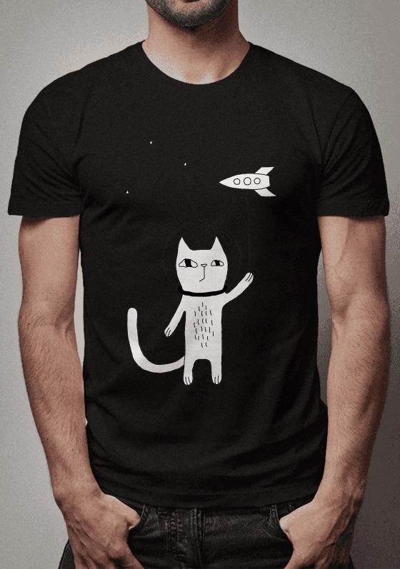 Nome do produto  T shirt Gato Astronauta