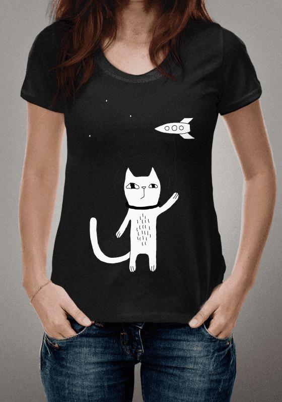 Nome do produto  T shirt Gato Astronauta