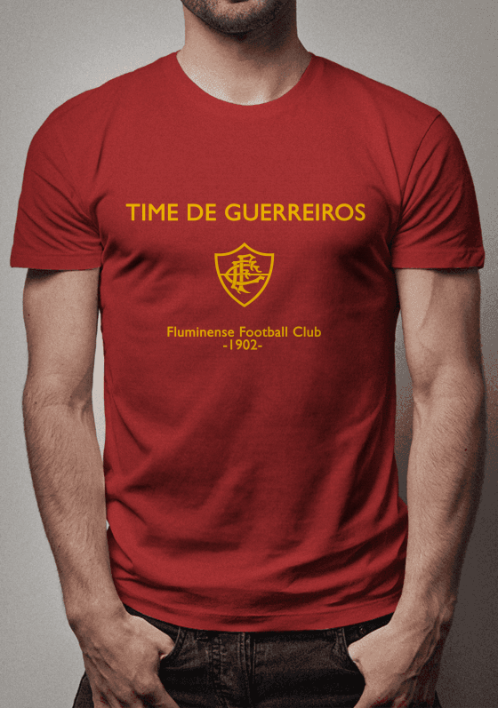Nome do produto  T SHIRT TIME DE GUERREIRO VERMELHA/DOURADO